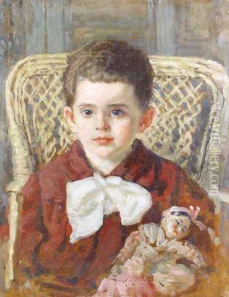 Boy with a Doll, 1922 Oil Painting - Aleksandr Vladimirovich Makovsky