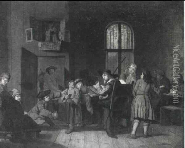 A Schoolroom Oil Painting - Jan Josef Horemans the Younger