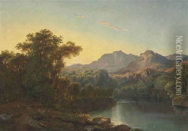 View Near Otsego, New York Oil Painting - Louis Remy Mignot
