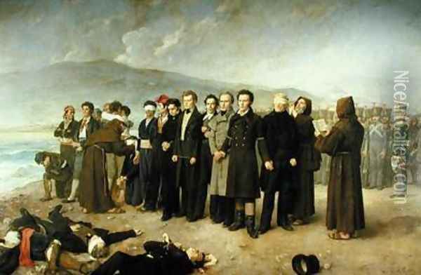 Execution of Jose Maria de Torrijos y Uriarte 1791-1831 and his Companions in 1831 Oil Painting - Antonio Gisbert