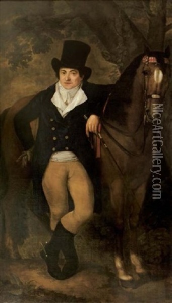 Portrait D'un Gentilhomme Avec Son Cheval Oil Painting - Pierre-Paul Prud'hon