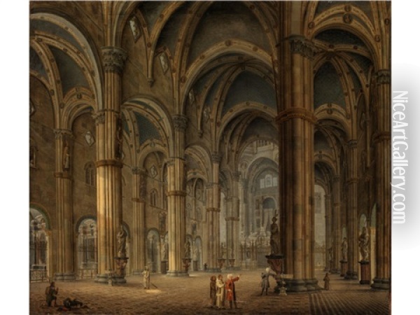 Kircheninneres Der Certosa Di Pavia Oil Painting - Maximilien De Hase