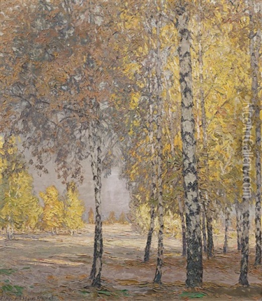 Herbstlicher Blick Auf Birkenwald Oil Painting - Otto Altenkirch