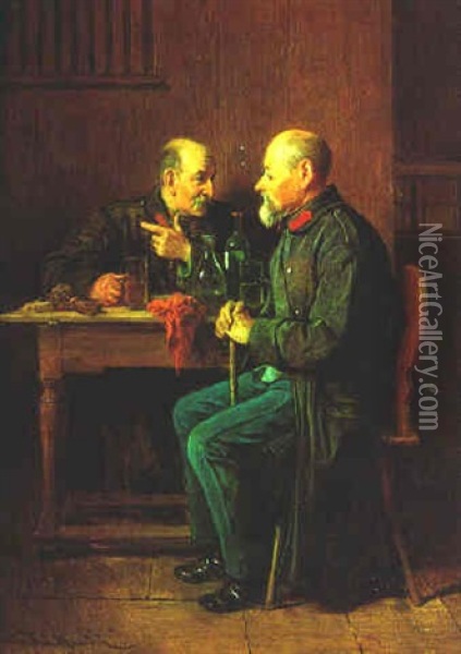 Veteranen Im Gesprach Oil Painting - Friedrich Ritter von Malheim Friedlaender