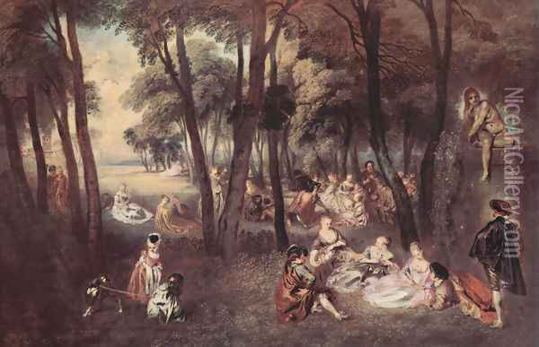 Amusements champêtres Oil Painting - Jean-Antoine Watteau