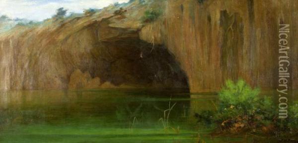 Vouliagmeni's Lake Oil Painting - Georgios Roilos