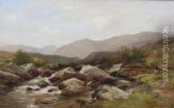 In The Welsh Mountains Oil Painting - David Bates