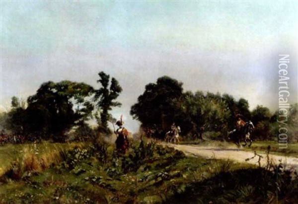 Aux Avant-postes La Veille De Wagram 1809 Oil Painting - Henri-Georges-Jacques Chartier