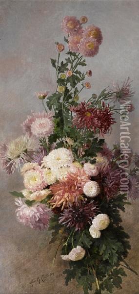 Sprigs Of Chrysanthemums Oil Painting - Alice Brown Chittenden