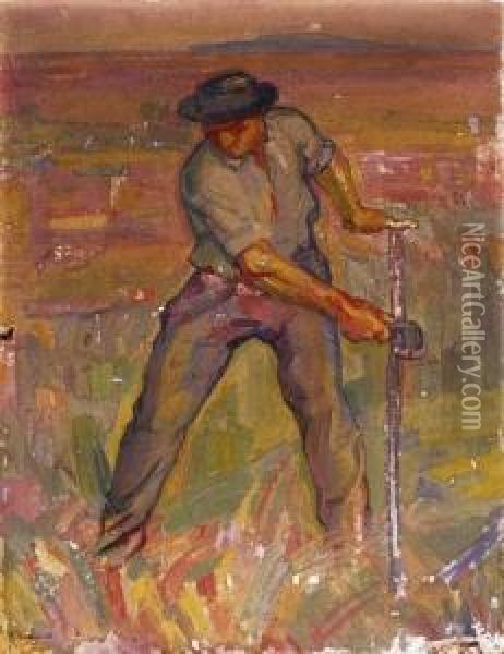 Mowing Peasant Oil Painting - Abraham Hermanjat
