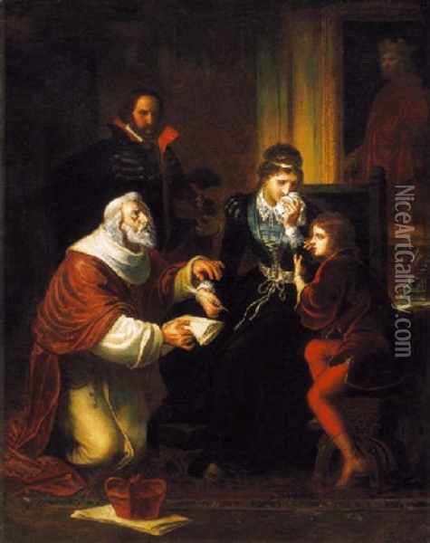 Izabella Lemondasa (the Renunciation Of Queen Izabella) Oil Painting - Mor (Moritz) Than