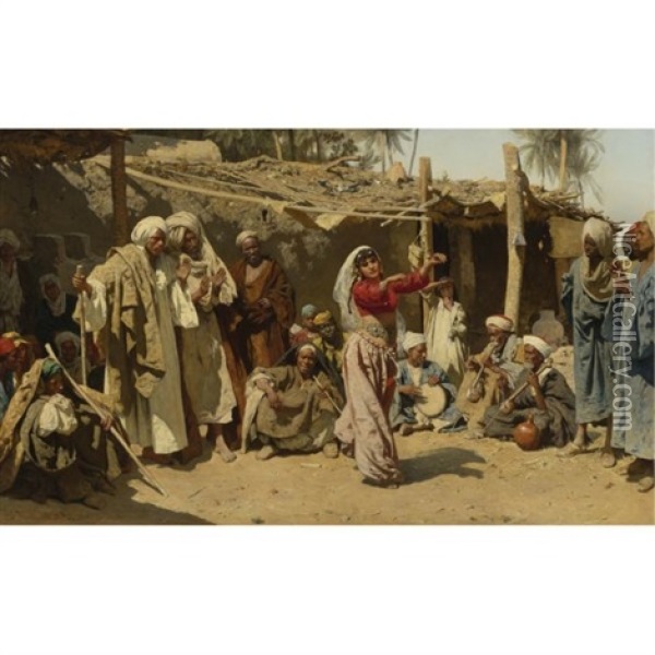An Almee's Admirers (egyptische Tanzerin) Oil Painting - Carl Leopold Mueller