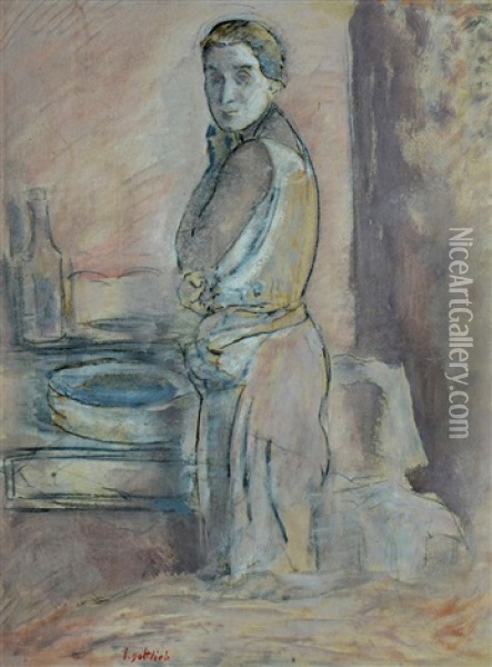 Woman Oil Painting - Leopold Gottlieb