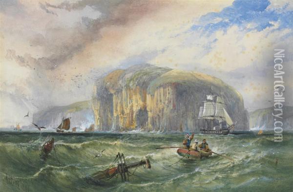 The Bass Rock On The Outer Part Of The Firth Of Forth, Eastscotland Oil Painting - Richard Principal Leitch
