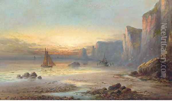 Low-tide at sunset Oil Painting - John H. Wilson