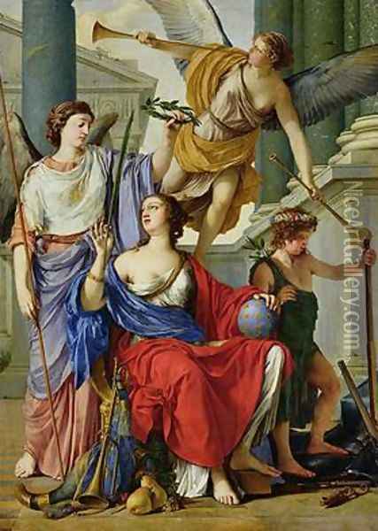 Allegory of the Regency of Anne of Austria 1601-66 Oil Painting - Laurent De La Hyre