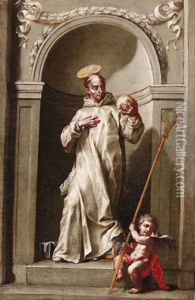Saint Bruno, in a niche Oil Painting - Giacomo Cestaro
