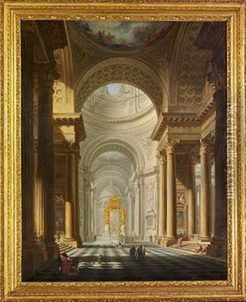Kirkeinterior (fra Rom?) Oil Painting - Giovanni Paolo Panini