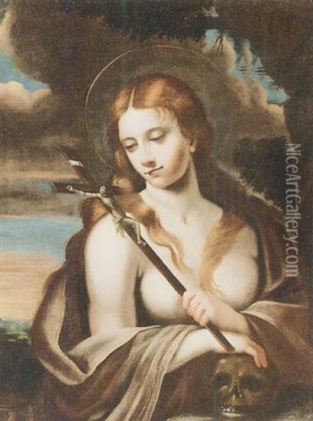 Maddalena Penitente Oil Painting - Giovanni Francesco Romanelli