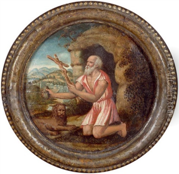 Hieronymus Oil Painting - Giovanni Antonio (il Sodoma) Bazzi