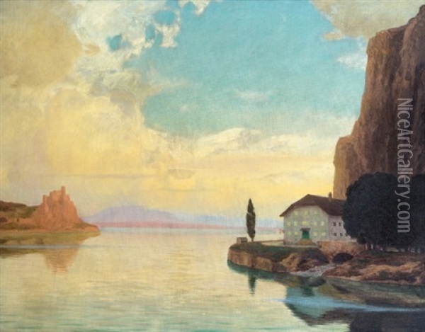 Abendstimmung Am See Oil Painting - Eduard Kasparides