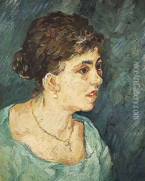 Portrait Of Woman In Blue Oil Painting - Vincent Van Gogh