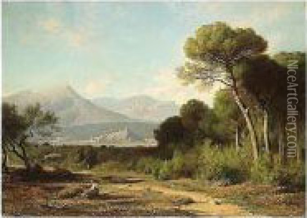 The Italian Path Oil Painting - Jean Achille Benouville