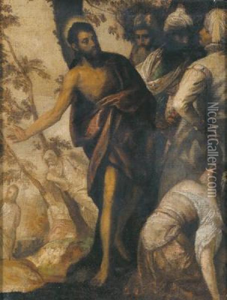 La Predica Di San Giovann Battista Oil Painting - Paolo Veronese (Caliari)