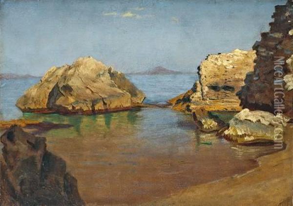 Rocks Along The Sea Shore Oil Painting - Karl Robert Kummer
