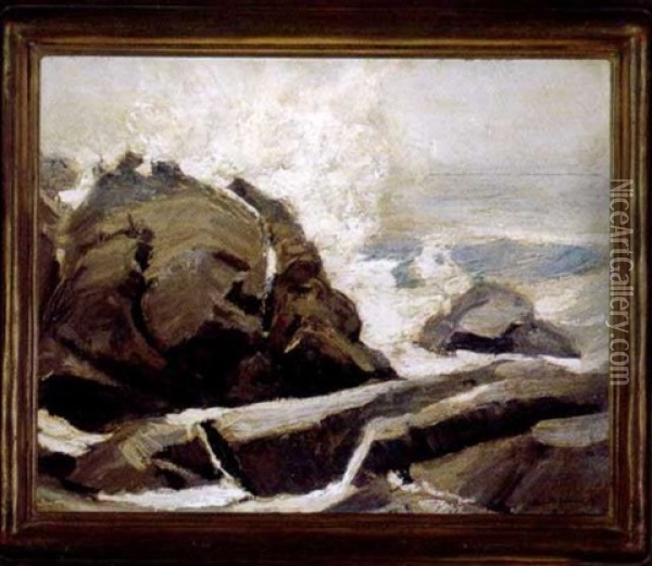 Monhegan Surf Oil Painting - Abraham Jacob Bogdanove
