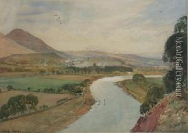 Melrose Abbey And The River Tweed Oil Painting - Tom Scott