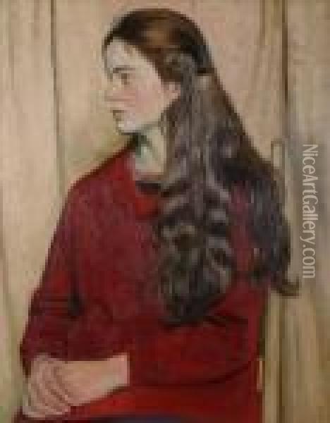 Portrait Of A Young Woman Oil Painting - William Rothenstein
