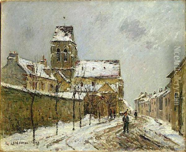 L'eglise De Saint Ouen L'aumone Sous La Neige Oil Painting - Gustave Loiseau