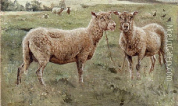 Pastoral Landscape With Sheep Oil Painting - Valdemar Henrik Nicolaj Irminger
