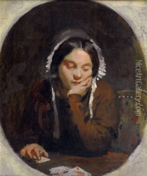 Bildnis Der Claudine Bonnet Oil Painting - Adolphe Felix Cals