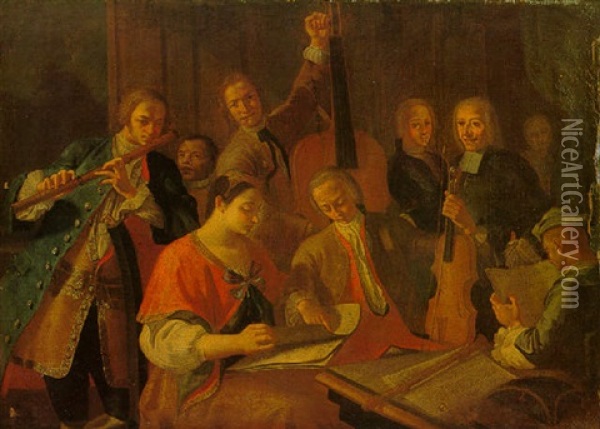 A Musical Gathering Oil Painting - Giuseppe Bonito