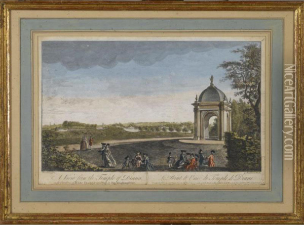 A View Of The Temple Of Diana In The Gardens Of Earl Temple Oil Painting - Jean-Baptiste Claude Chatelain