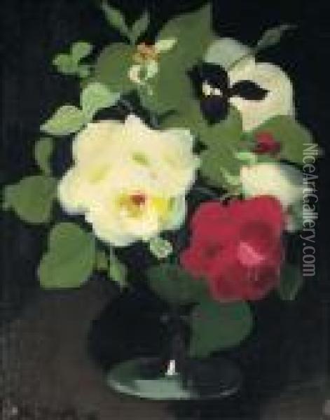 White And Red Roses Oil Painting - James Stuart Park