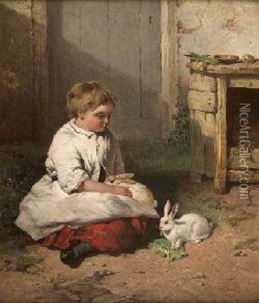 Pet Rabbits Oil Painting - James Cassie