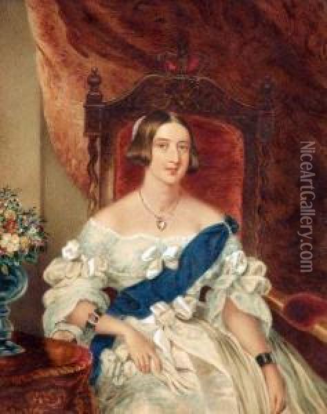 Portrait Of Queen Victoria Oil Painting - William Charles Ross