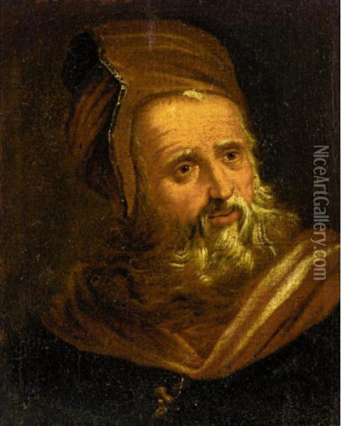 Portrait Of An Old Man, Head And Shoulders, In Oriental Dress Oil Painting - Paolo Veronese (Caliari)
