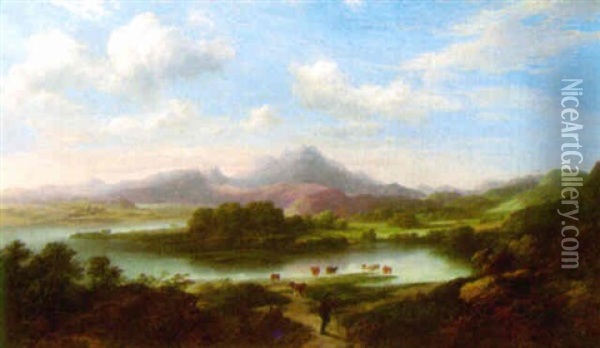 Loch Vennacher And Ben Venue Oil Painting - Jeremiah Hodges Mulcahy