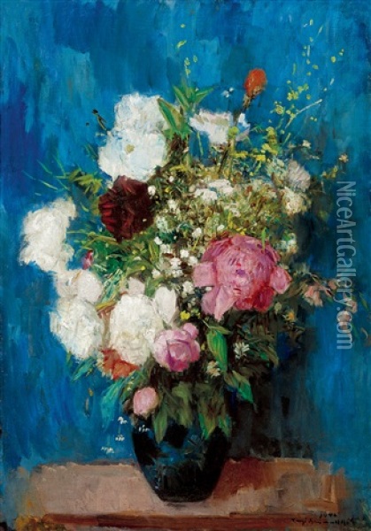 Summer Bouquet Oil Painting - Bela Ivanyi Gruenwald