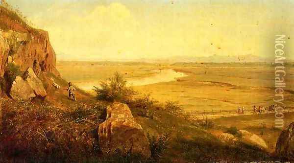 A Hunter in a Landscape Oil Painting - Thomas Worthington Whittredge