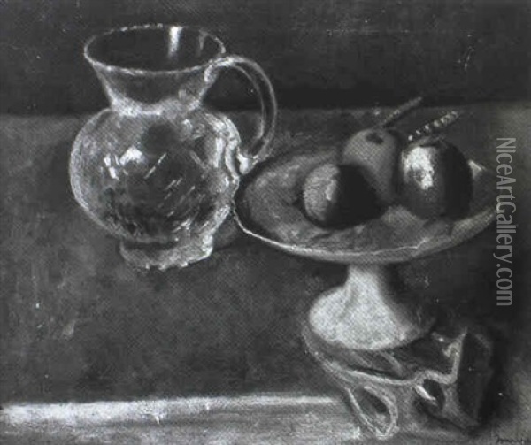 Still Life Of Fruit And A Jug Oil Painting - Bernard Meninsky