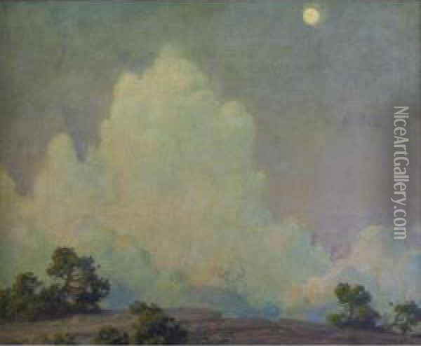 Evening Cloud And Rising Moon Oil Painting - Charles Curran