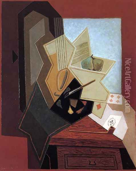 The Flower on the Table Oil Painting - Juan Gris