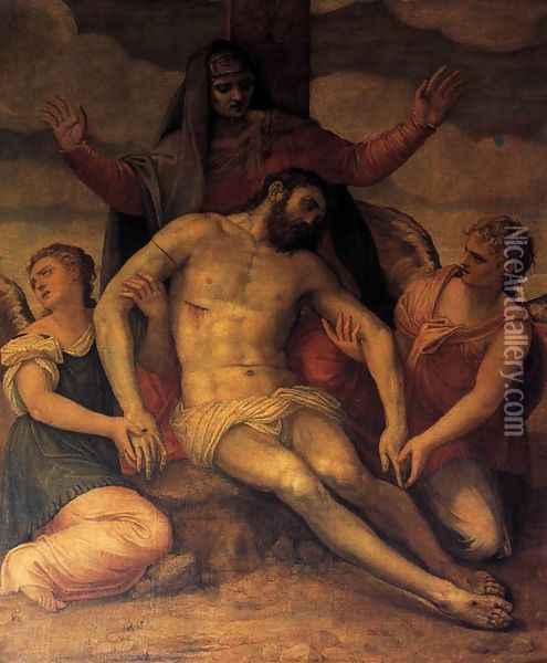 Dead Christ Oil Painting - Gian Battista Zelotti