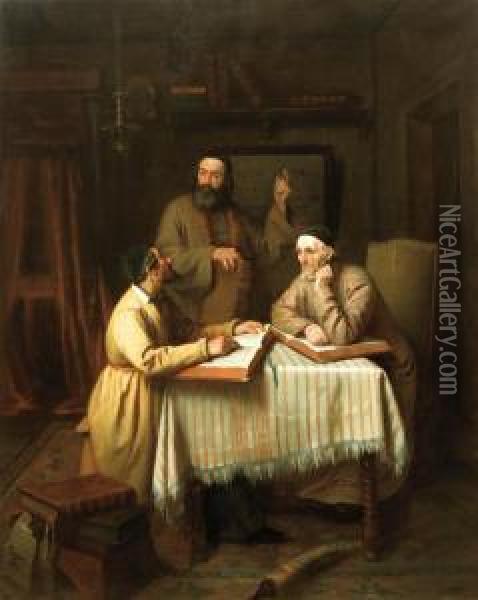Theological Discussion Oil Painting - Edouard Moyse