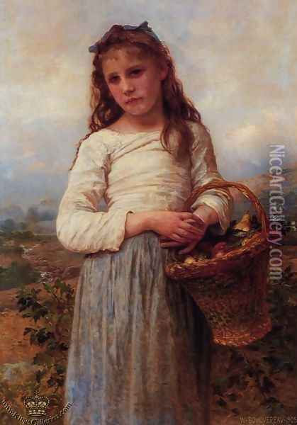 Young Girl with a Basket of Fruit Oil Painting - William-Adolphe Bouguereau
